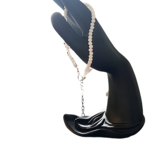 NTW White Faux Pearl beaded ankle Bracelet anklet with silver chain claw clasp. - Picture 3 of 5